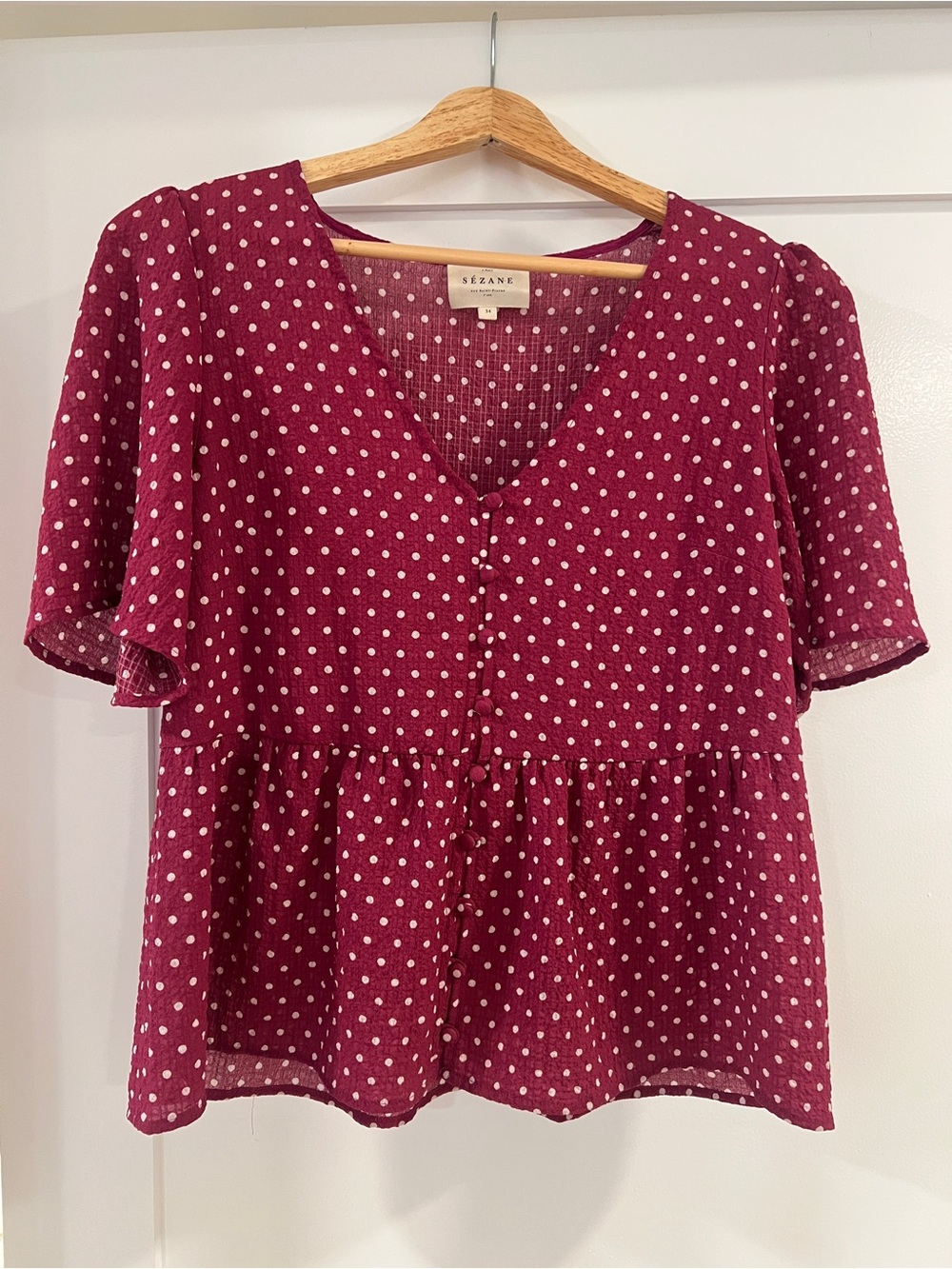 Sezane Eleonore Blouse Polka Dot Size 34 US 2